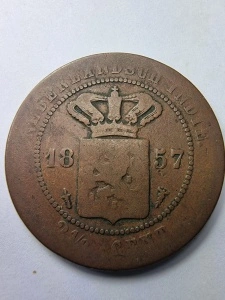 Indiile Olandeze - Colonie a Țărilor de Jos ( Indonesia ) - 2.5 Cent 1857