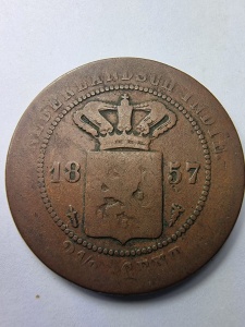 Indiile Olandeze - Colonie a Țărilor de Jos ( Indonesia ) - 2.5 centi 1857 - Img 1