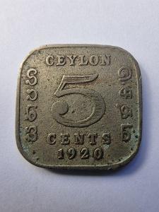Moneda Coloniala - 5 Cents 1920 - Ceylon – Colonie Britanică - George V