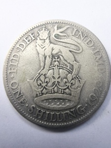 Regatul Unit - George V - 1 Shilling 1929 - Argint 0.500 - Img 1