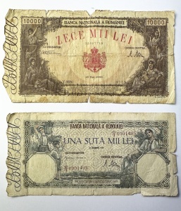 Romania - Lot x 4 Bancnote Regaliste 1945-1946 - Img 2