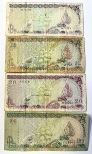 Set Bancnote Maldives - 5/10/20/100 Rufiyaa ( 1983-2000 )