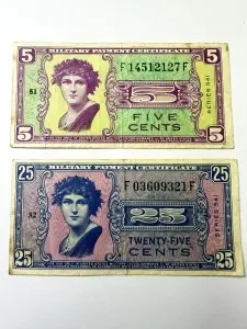 Set Bancnote - Military Payment Certificate – 5¢ /25¢ - USA , 1958