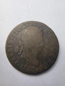 Spania- 8 Maravedis 1833 – Regele Ferdinand VII
