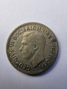 Threepence Australia 1951 - George VI - Argint - Img 1