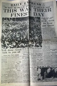 Ziar Istoric - Anglia - Daily Express – 9 mai 1945 Titlu principal: „This Was Their Finest Day” Eveniment relatat: Ziua Victoriei în Europa (VE Day), adică capitularea Germaniei naziste și sfârșitul celui de-Al Doilea Război Mondial în Europa.