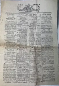 Ziar Istoric - Marea Britanie – „The Times”, 1 ianuarie 1788, din timpul regelui George al III-lea - raritate absoluta .
