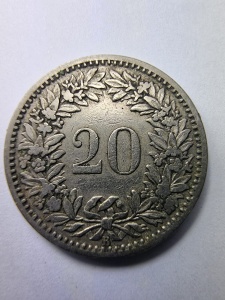 20 Rappen Elveția 1884 – Confederația Elvețiană - Img 2