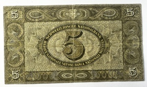 Bancnota Elvetie - 5 Francs 1947 - Img 2