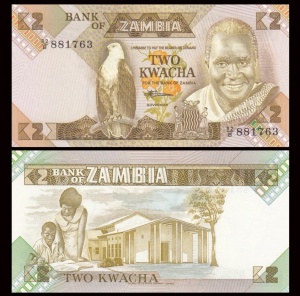 Bancnota -Zambia 2 Kwacha, 1986-1988