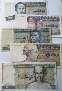 Bancnote Burna - Set complet - 15/35/45/75/90 Kyats ( 1985-1987 )