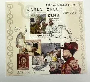Bloc filatelic Mozambique 2010 – 150 ani de la nașterea lui James Ensor (175 MT)
