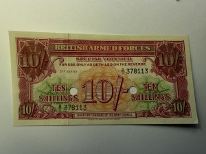 British Armed Forces Special Voucher, 10 Shillings, 3rd Series (1948–1956) - Img 1