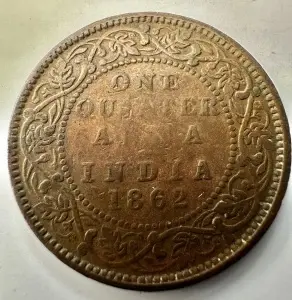 INDIA BRITANICA - VICTORIA - ONE QUARTER ANNA 1862 - Img 2