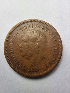 India Portugheză 1/8 Tanga 1886 – Regele Luís I – monedă colonială rară - Img 2