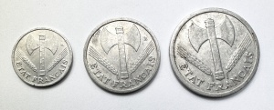 Lot Monede Franta - 50 Centimes / 1 Franc / 2 Francs 1943 - Img 2