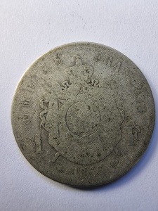 Moneda - 1 Franc 1866 - Franta - Napoleon III - Argint 0.835 - Img 2