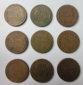 Monede USA - Lot Lincoln Wheat Cent : 1950/1951/1952/1953/1954/1955/1956/1957/1958
