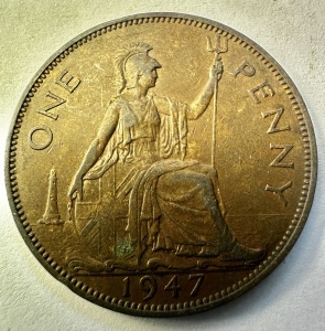 REGATUL UNIT - GEORGE VI - 1 PENNY 1947 - Img 2