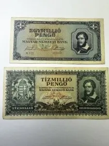 Set 2 bancnote Ungaria – Hiperinflație 1945