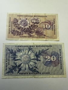 Set Bancnote - Elvetia - 10/20 Francs ( 1963-1965 ) - Img 2