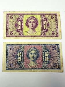 Set Bancnote - Military Payment Certificate – 5¢ /25¢ - USA , 1958 - Img 2