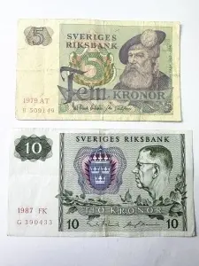 Set Bancnote Suedia - 5/10 Kronor (1979-1987 )