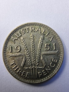 Threepence Australia 1951 - George VI - Argint - Img 2