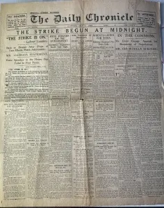 Ziar Istoric - Anglia - The Daily Chronicle – 4 mai 1926 (Special Strike Number) Titlu principal: „The Strike Begun at Midnight” Eveniment relatat: Greva Generală din Marea Britanie (1926)