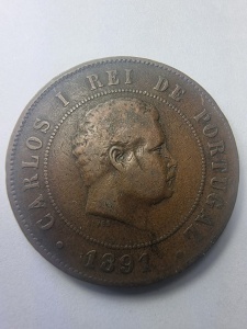 🇵🇹 20 Réis 1891 – Portugalia, Regele Carlos I (Carlos I Rei de Portugal) - Img 1