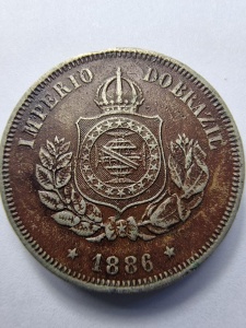 🪙 Brazilia Imperială – 50 Réis 1886- Pedro II - Img 1