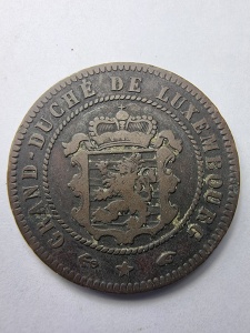 5 Centimes - Marele Ducat de Luxemburg, emisă în anul 1855, în timpul domniei lui Guillaume III (William al III-lea, rege al Olandei și mare duce de Luxemburg). - Img 1