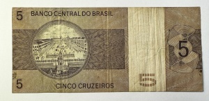 Bancnota Brazilia - 5 Cruzeiros 1966 - Img 2