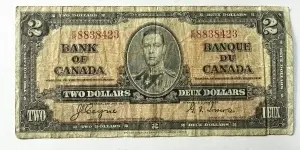 Bancnota Canada - 2 Dollars 1937 - Regele George VI