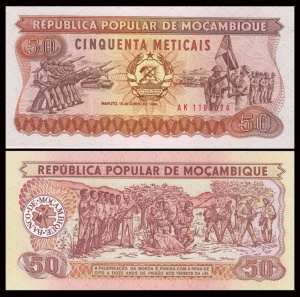 Bancnota -Mozambique 50 Meticai 1986