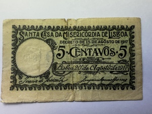 Bancnota - Portugalia - 5 Centavos 1917