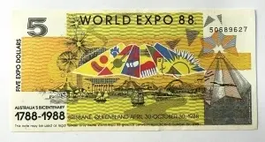 Bancnota - World Expo 88 (Australia, Brisbane) - 5 Expo Follars