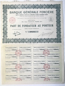 Banque Generale Fonciere - 1928 - Franta