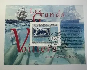 Bloc filatelic emis de Republica Guineea în anul 2009, dedicat marilor veliere istorice.