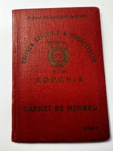 Carnet de membru al Uniunii Generale a Sindicatelor din România (UGSR), datat pe copertă 1967.