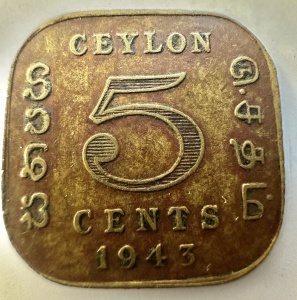 CEYLON - COLONIE BRITANICA - GEORGE VI - 5 CENTS 1943