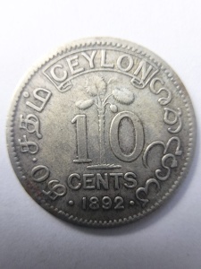 Ceylon - Victoria - 10 Cents 1892 - Argint 0.800 - Img 1