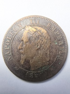 Franta - Napoleon III - 2 Centimes 1861 - Img 1