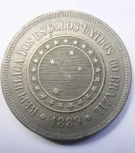 Moneda Brazilia - 100 Reis 1889 - Img 2