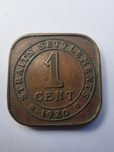 Moneda Coloniala - 1 Cent – Straits Settlements – 1920 - George V.