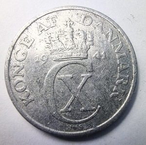 Moneda Danemarca - Ocupatie Germana -Christian X - 2 Ore 1941