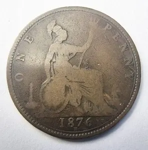 Moneda Regatul Unit - Victoria - 1 Penny 1876 - Img 2