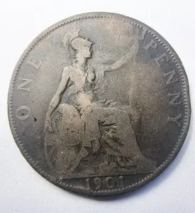 Moneda Regatul Unit - Victoria - 1 Penny 1901 - Img 2