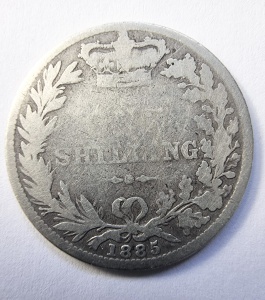 Moneda Regatul Unit - Victoria - 1 Shilling 1885 - Argint 0.925 - Img 2