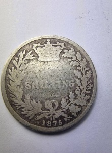 One Shilling 1875 , Victoria , Argint - Img 2